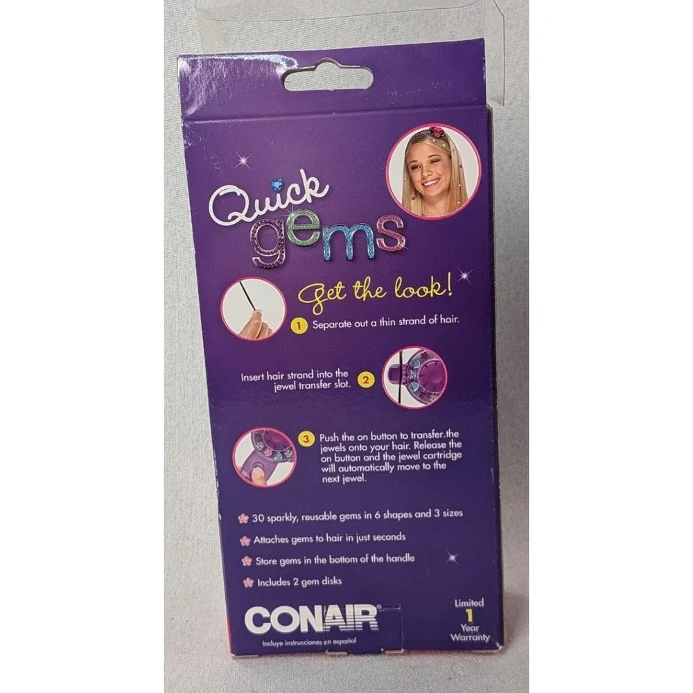 Conair Quick Gems Hair Jeweler Girls OS Purple Good Battery Operated HJ5 Sparkle